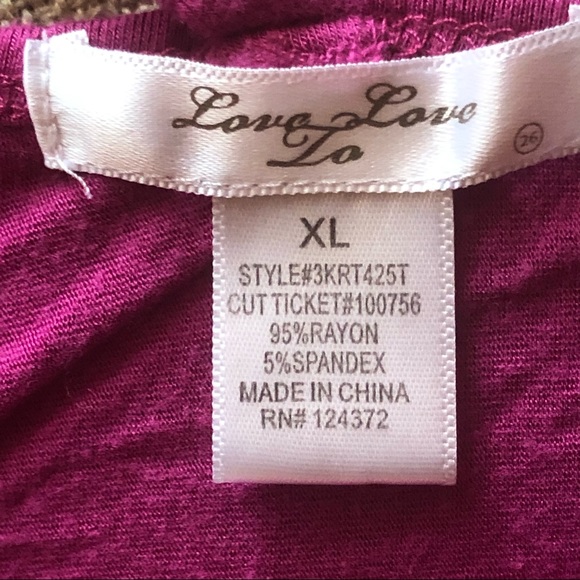 Soft and Comfy Magenta Rayon Spandex Tee Top XL - Picture 5 of 5